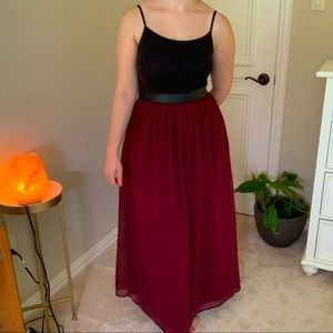 Red maxi skirt
